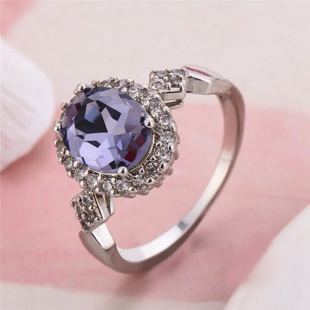 925 Sterling Silver Engagement Curve Cubic Zircon Ring