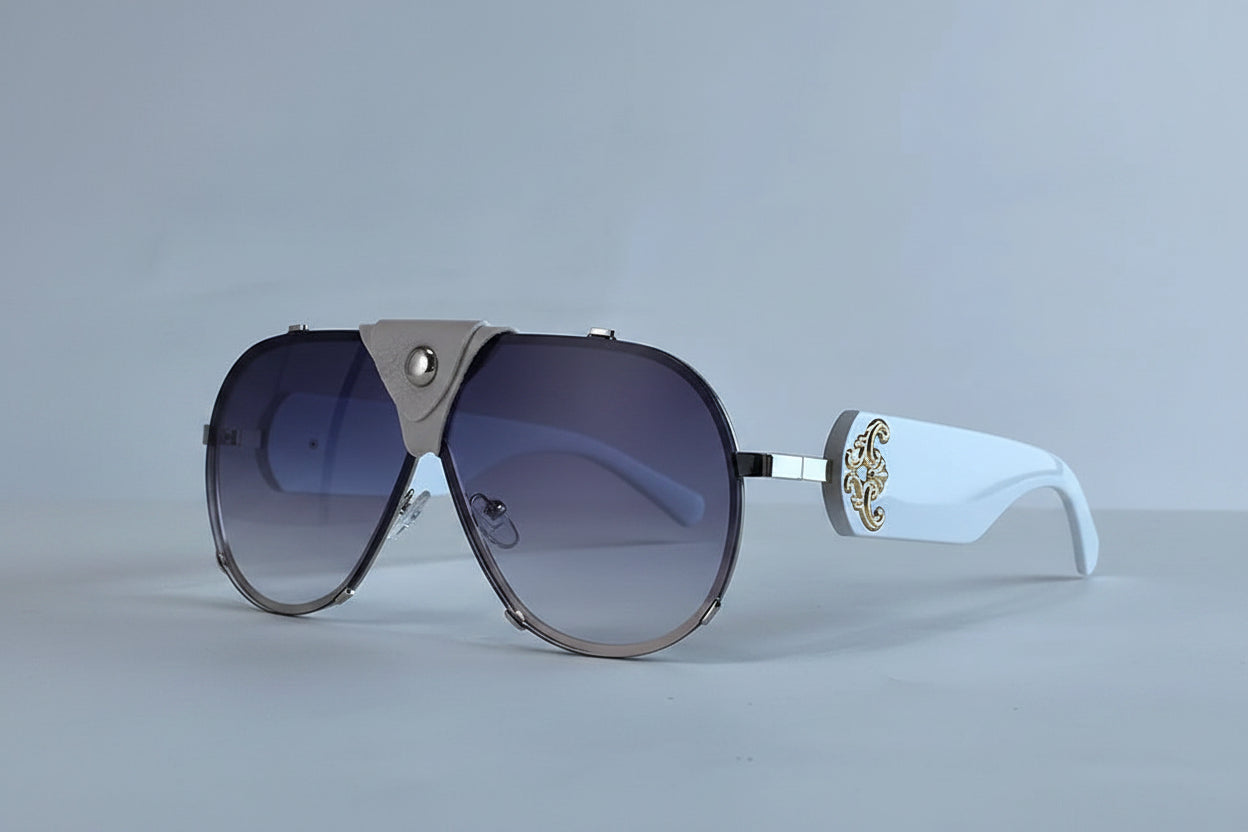 Vintage Oversized Steampunk Pilot Oval Sunglasses