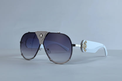 Vintage Oversized Steampunk Pilot Oval Sunglasses