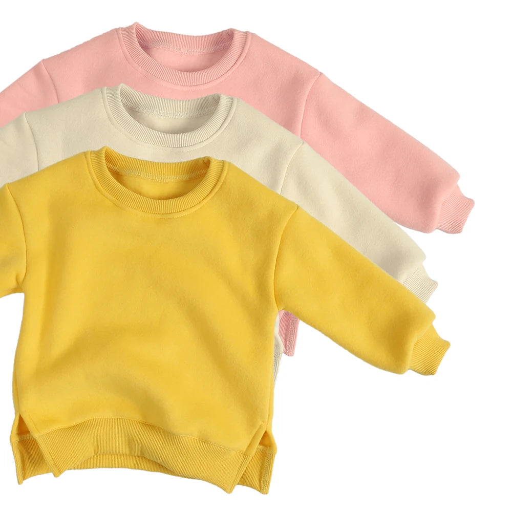 Winter Spring Pullovers Korean Baby Thicken Fleece 6M-7T Hoodies