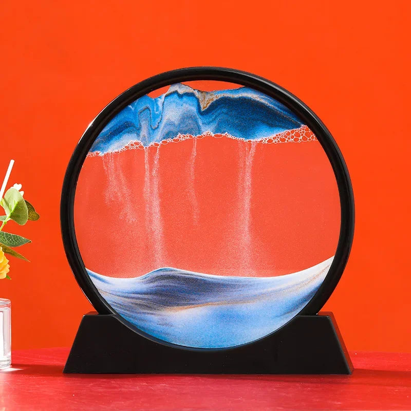 3D Moving Sand Round Glass Deep Sea Home Decoration