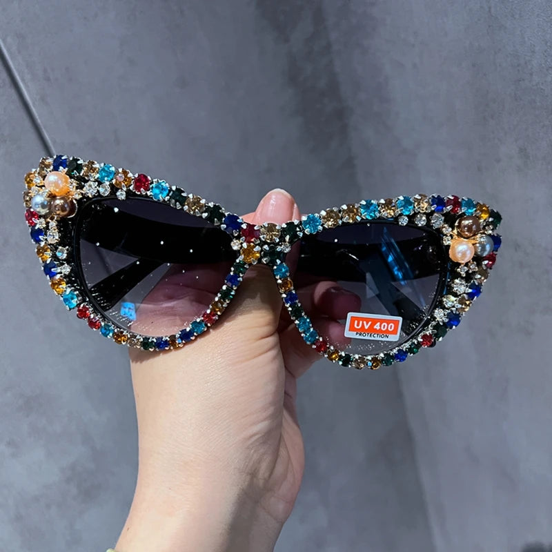 Cat eys Oversized Luxury Crystal Retro Sunglasses