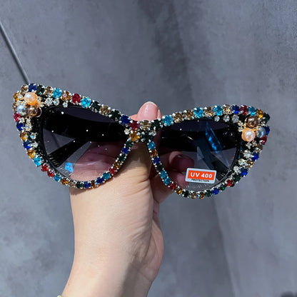 Cat eys Oversized Luxury Crystal Retro Sunglasses