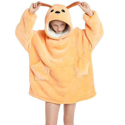 Kids Hoodie Oversized Blanket with Sleeves Panda Giraffe Kigurumi Sweatshirt