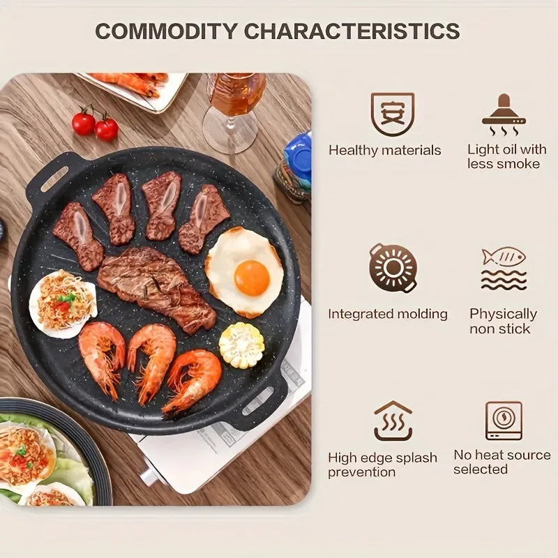 1pcs Carbon Steel Grill Pan Nonstick BBQ Griddle