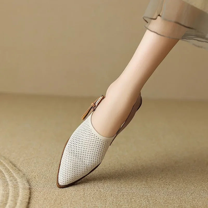 Knitted Mesh Breathable Hollow Out Thick Heel Sandals