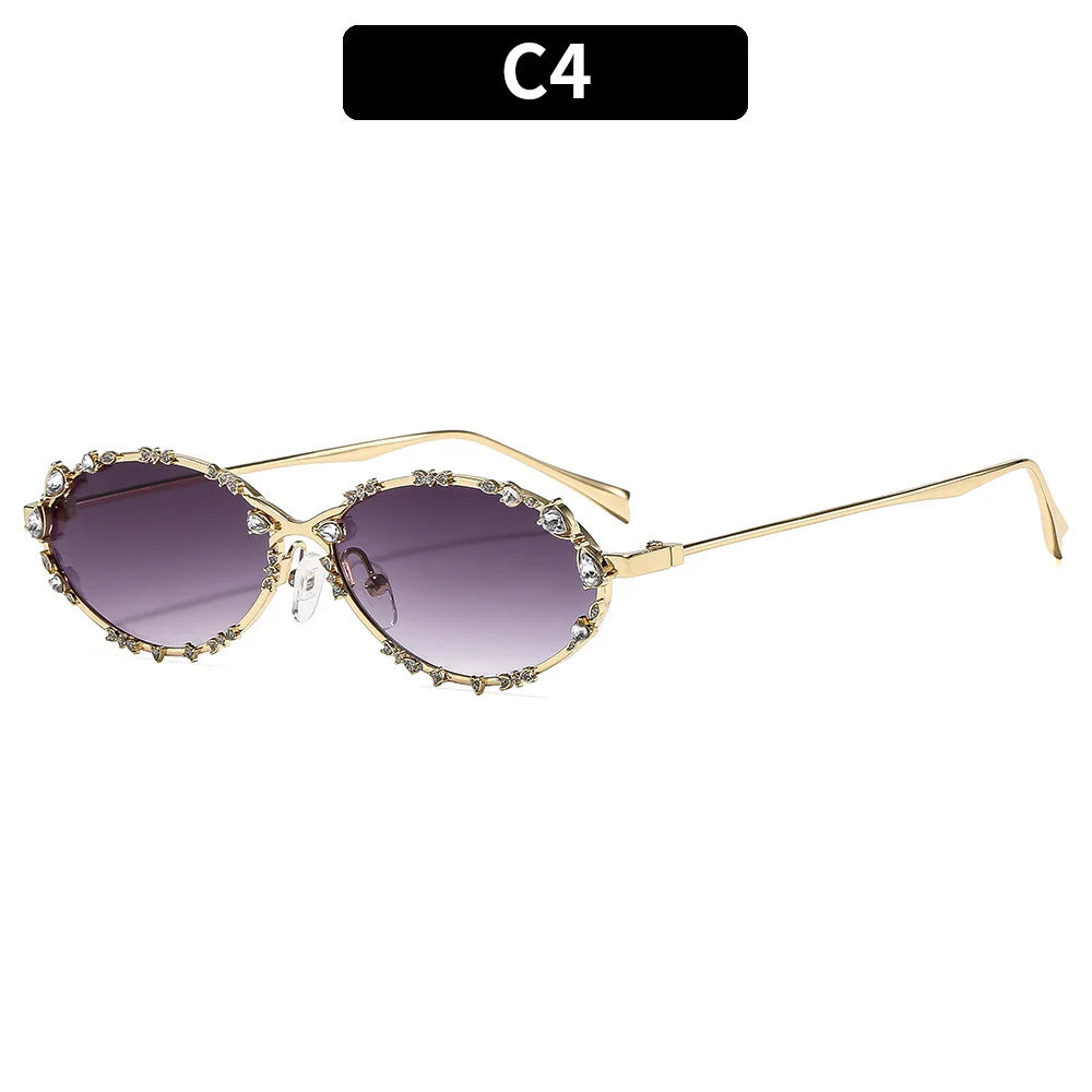 Diamond Luxury oval Rhinestone Sun Glasses