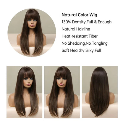 Long Straight Bangs Synthetic Hair Wig