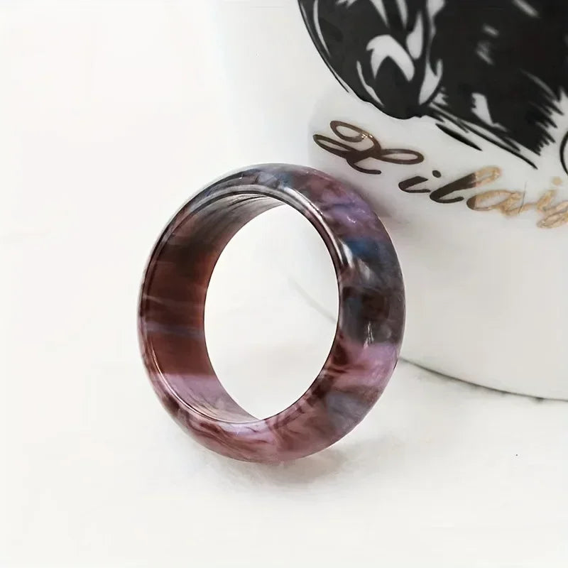 خاتم بوهيمي من الراتنج الأكريليكي المتدرج بألوان قوس قزح