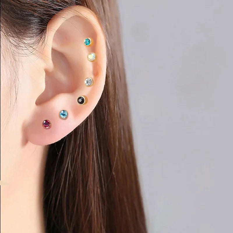 🎁 2Pcs Surgical Steel Crystal Screw Ball Stud Earrings (100% off)