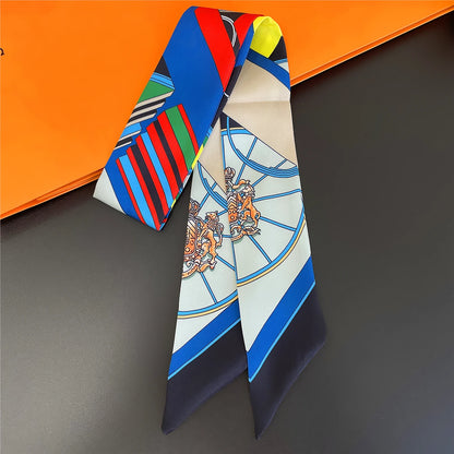Zebra In Flowers Scarf Luxury Silk Scarf Hair Headband Foulard Skinny Scarves