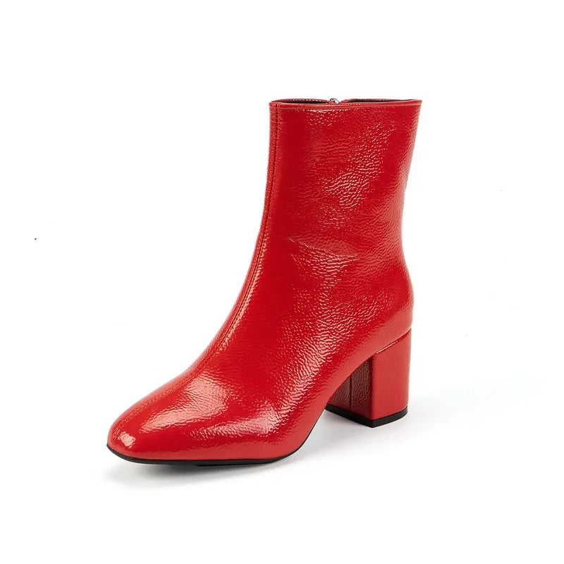 Ankle Side Zipper High Quality Leather Boots