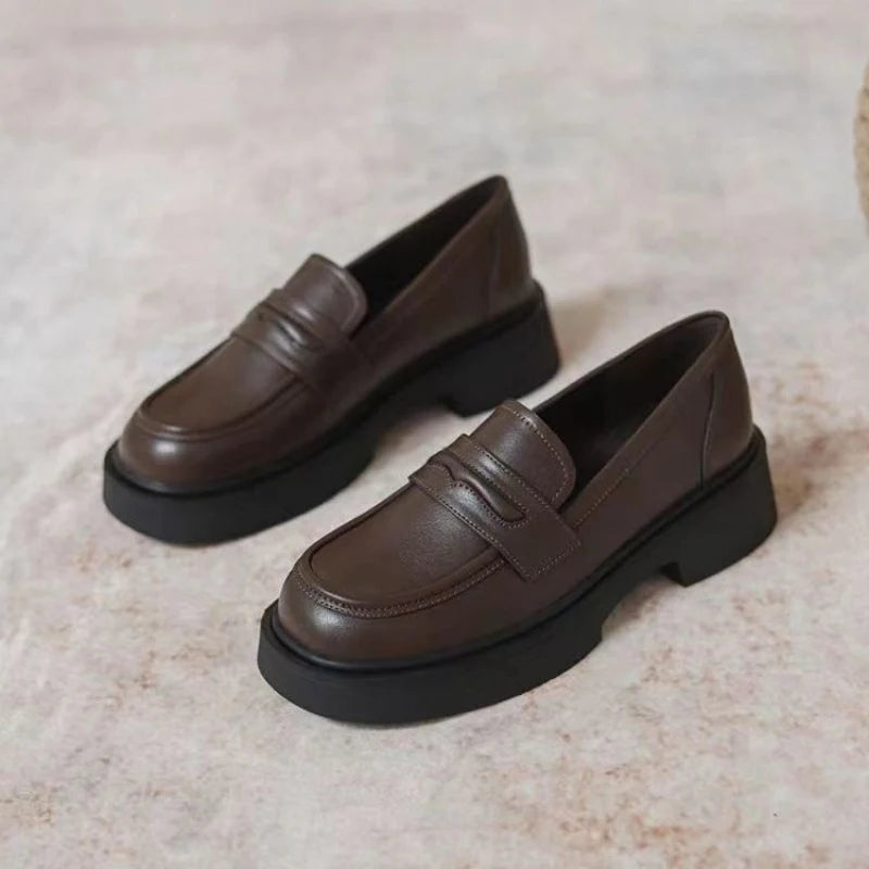 Loafers Round Toe Chunky Casual Office Shoes