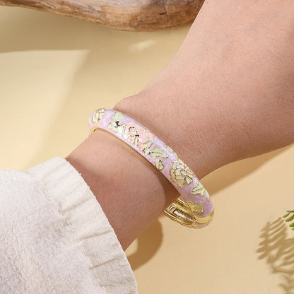 Vintage Enameled Flower Bangles Bracelet