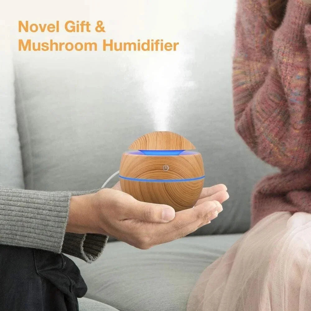 Mini Woodgrain Ultrasonic USB Humidifier and Essential Oil