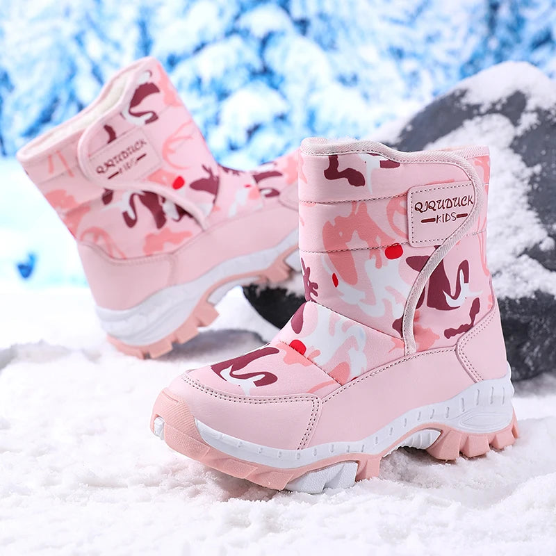 Snow Winter Plush Waterproof Fabric Non-Slip Rubber Sole Boots