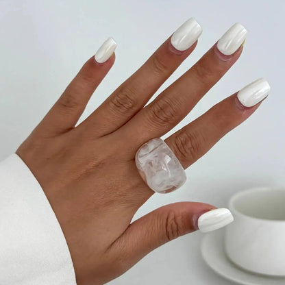 Y2K Korean Resin Acrylic Trendy Round Big Kpop Finger Knuckle Rings