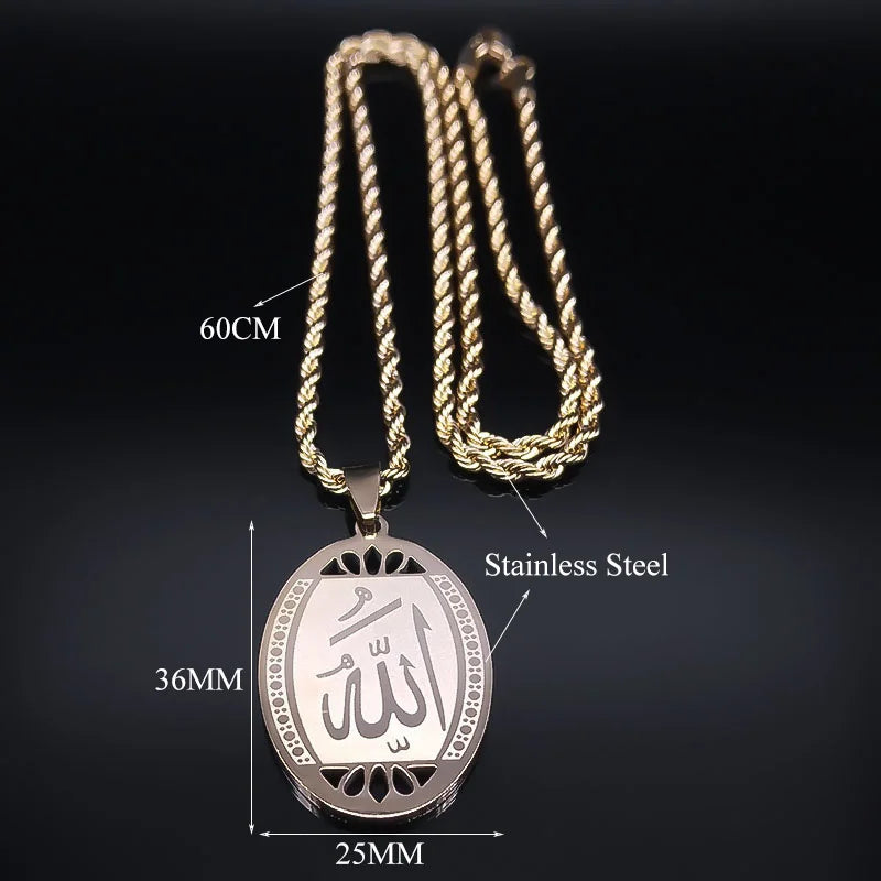 Muslim Islamic Quran Allah Stainless Steel Necklace