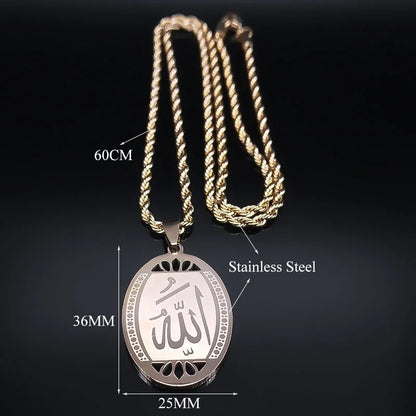 Muslim Islamic Quran Allah Stainless Steel Necklace