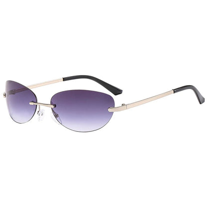 Rimless Y2K Oval Retro Gradient Square UV400 Sunglasses