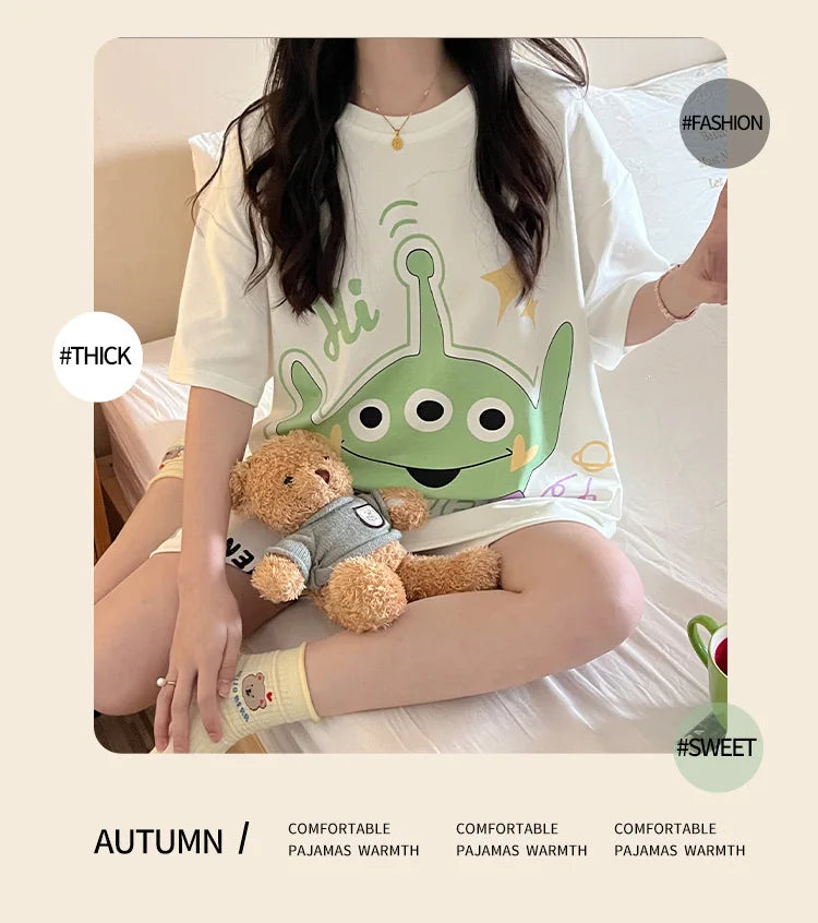 Round Neck Three Piece Pajama Set