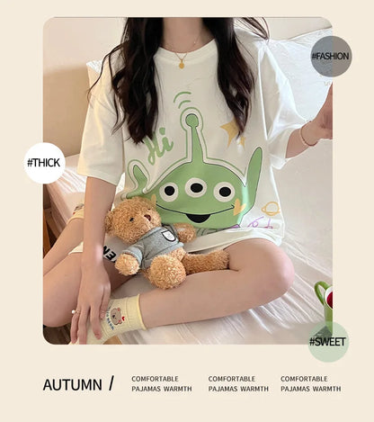 Round Neck Three Piece Pajama Set