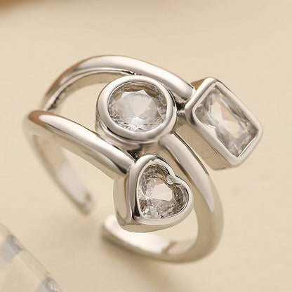 Gold Geometric Copper AAA+ Cubic Zirconia Ring