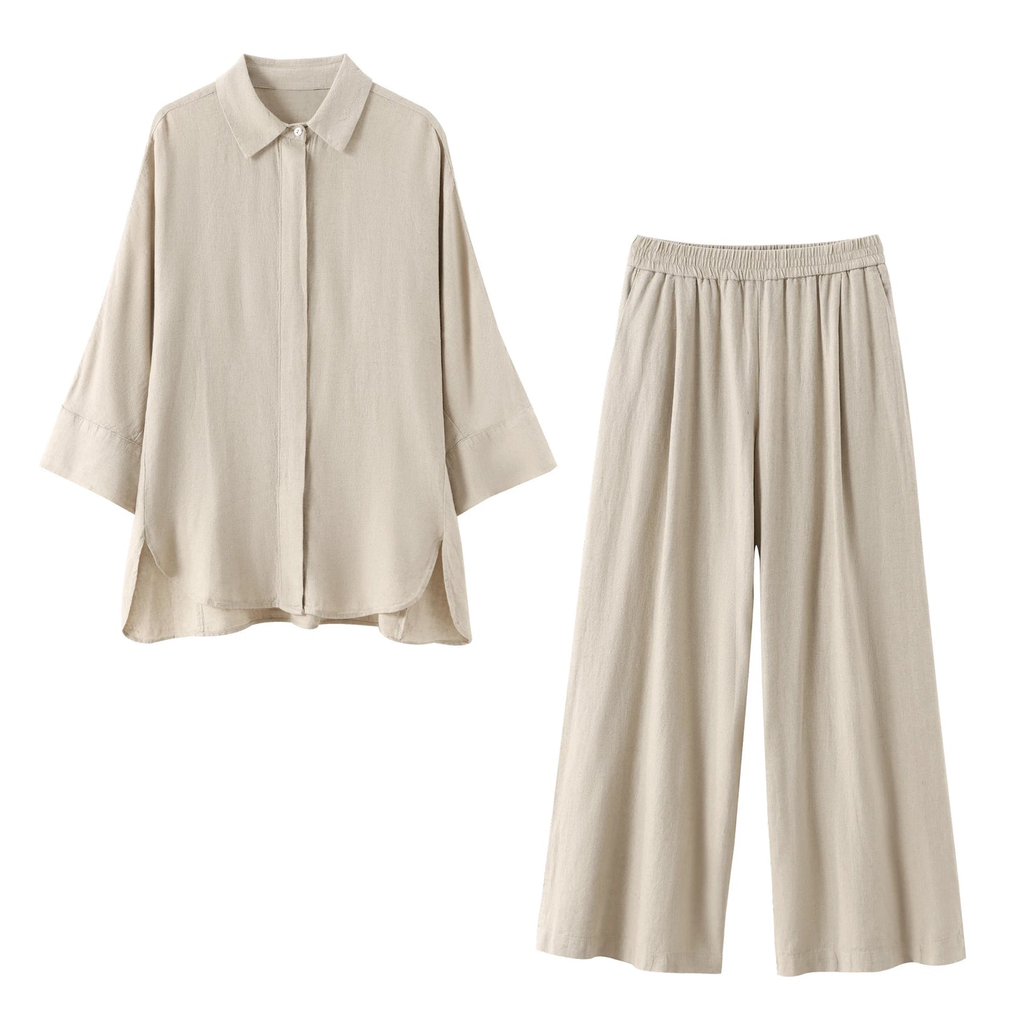 Casual Solid Blouse Pant Sets