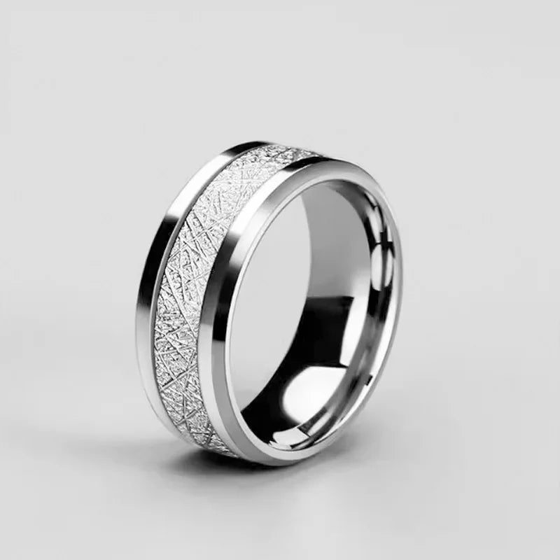 Silver Stainless Steel Groove Multi-Faceted Ring