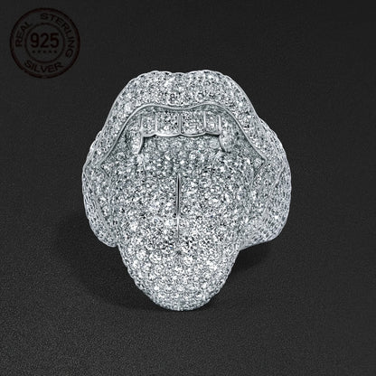 Exaggerated Death Kiss 925 Sterling Silver Hip Hop Rapper Punk Rings