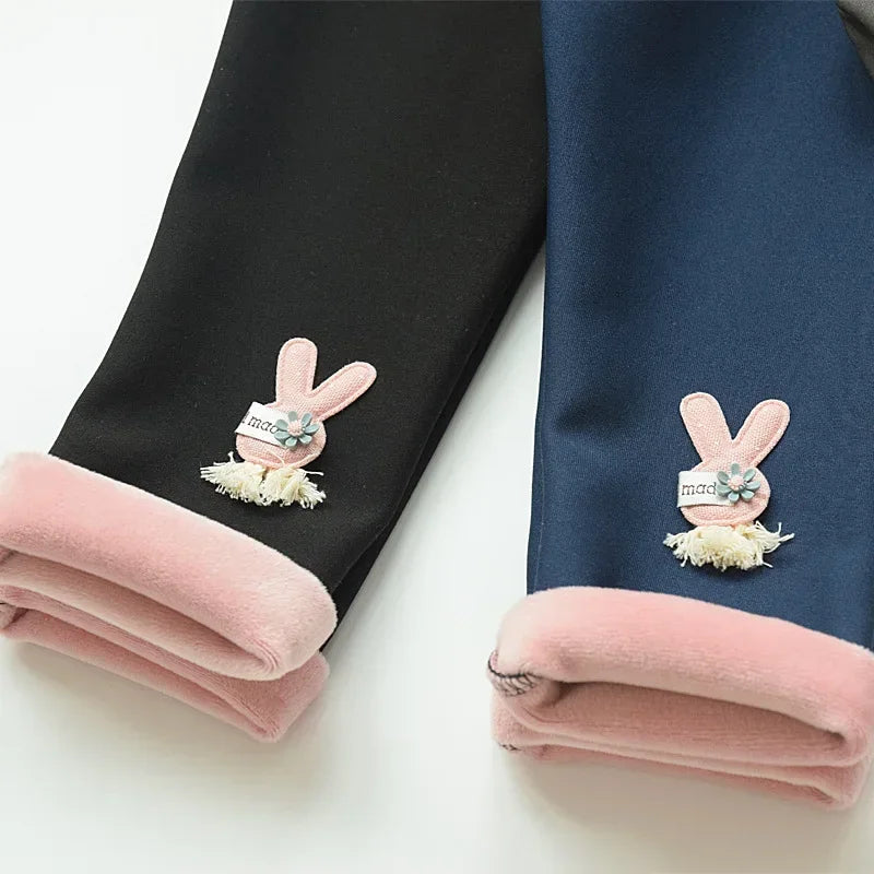 Cartoon Rabbit Cashmere-Style Leggings Baby Girl Pants