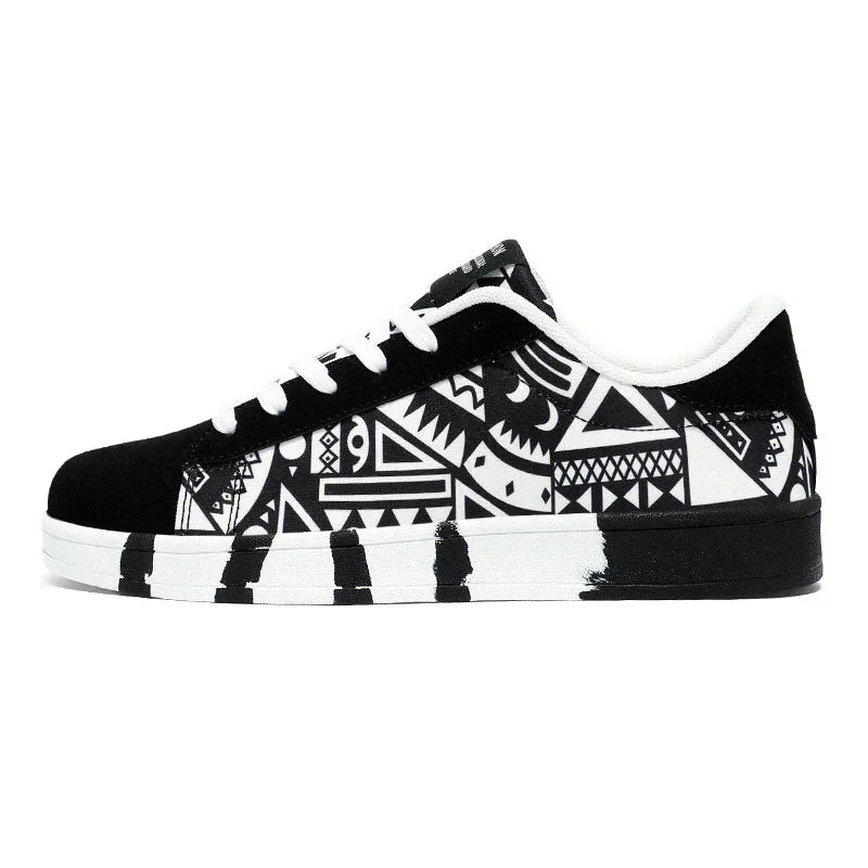 Running Canvas Geometric Style Sneakers