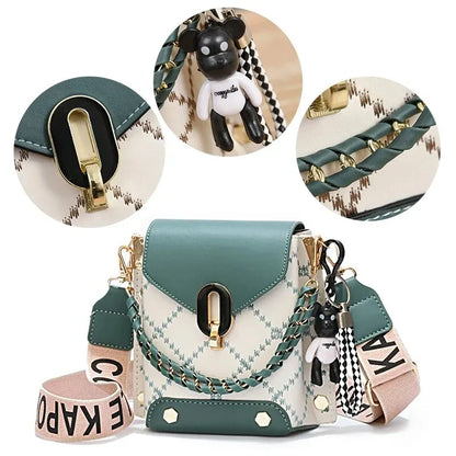 DANA  Chain Leather Diamond Lattice Bag