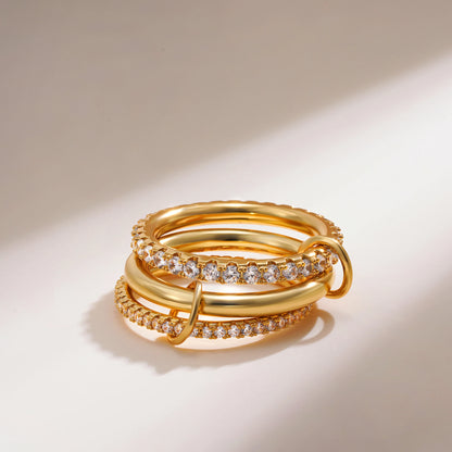 DANA Zirconia Gold Plated Rings Set