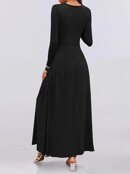 Long Sleeve Maxi Fit Ruched Casual Wear Dress