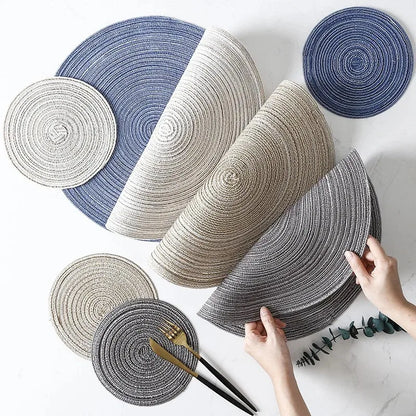 4/6pcs Round Table Mat Woven Bowl Pads