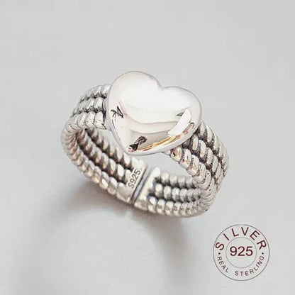 Sam Panda 925 Sterling Silver Simple Vintage Big Ball Ring
