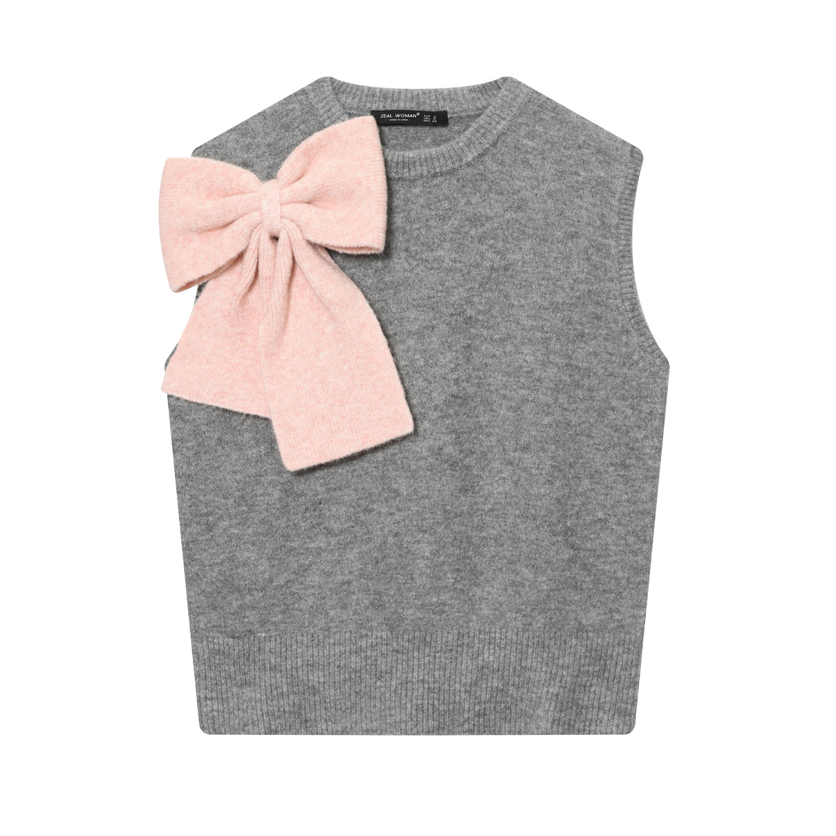 Sweet big bow Korean O-neck warm knitted pullover chic sweater vest