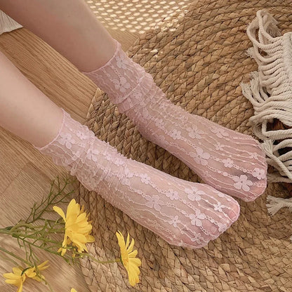Sexy Lace Flower Ultra-thin Transparent Socks