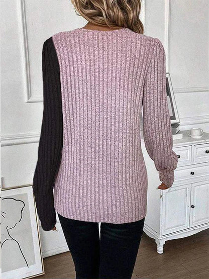 Long Sleeve Buttons Pit Striped Sweaters