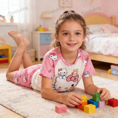 3 to 12 Years Girls Hello Kitty Cat Pajamas Sets