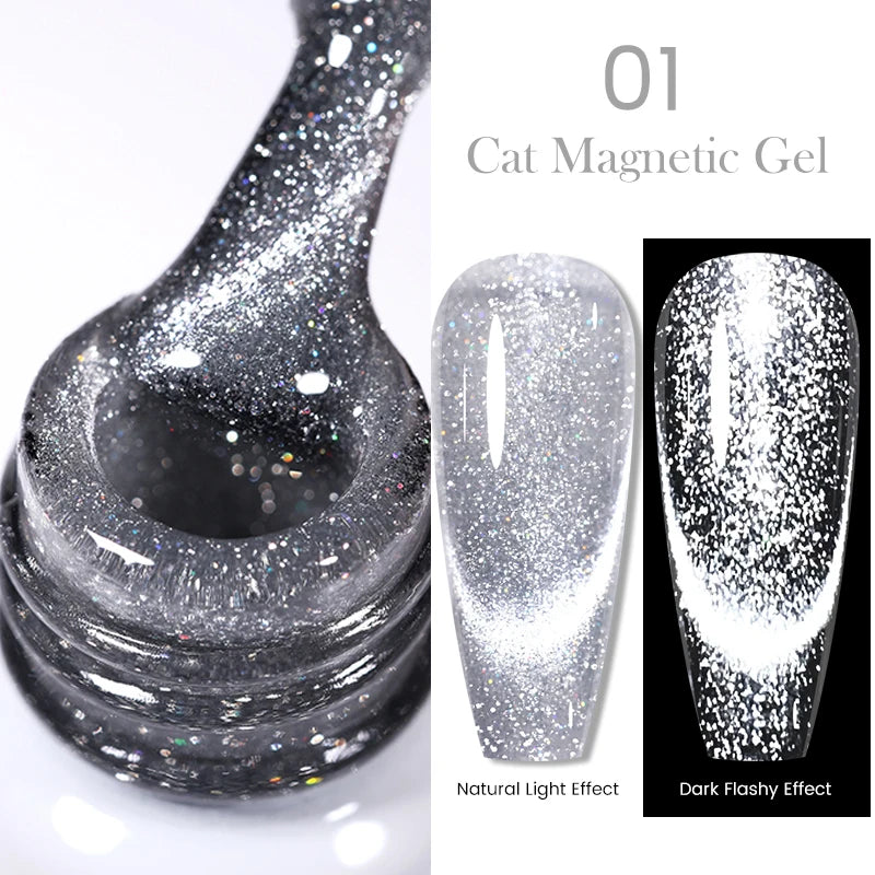 Sparkling Glass Bead Cat Magnetic Gel Nail Polish