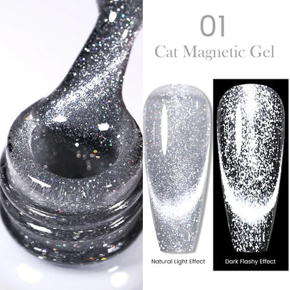 Sparkling Glass Bead Cat Magnetic Gel Nail Polish