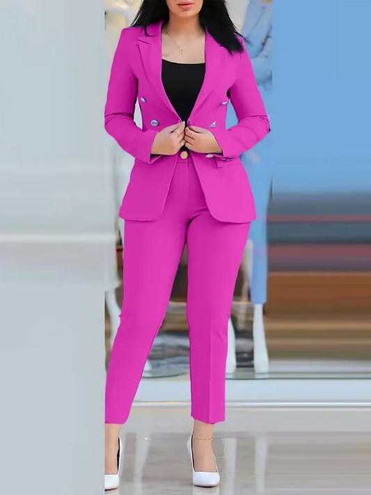 Slim Fit Business Double Breasted Outfit Set