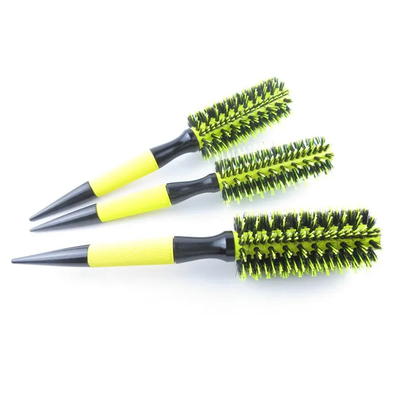 1/6pcs Yellow Boar Bristle Hair Comb Professional Round Hair Brush Curling Combs
