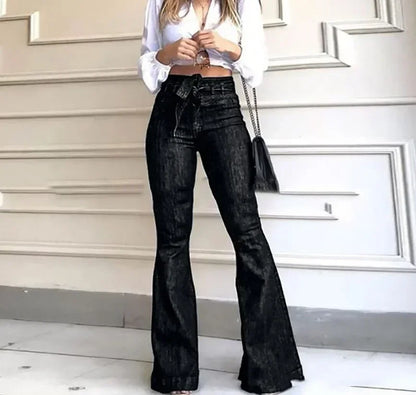 Flare High Waist Fly Flat Slight Strech Jeans