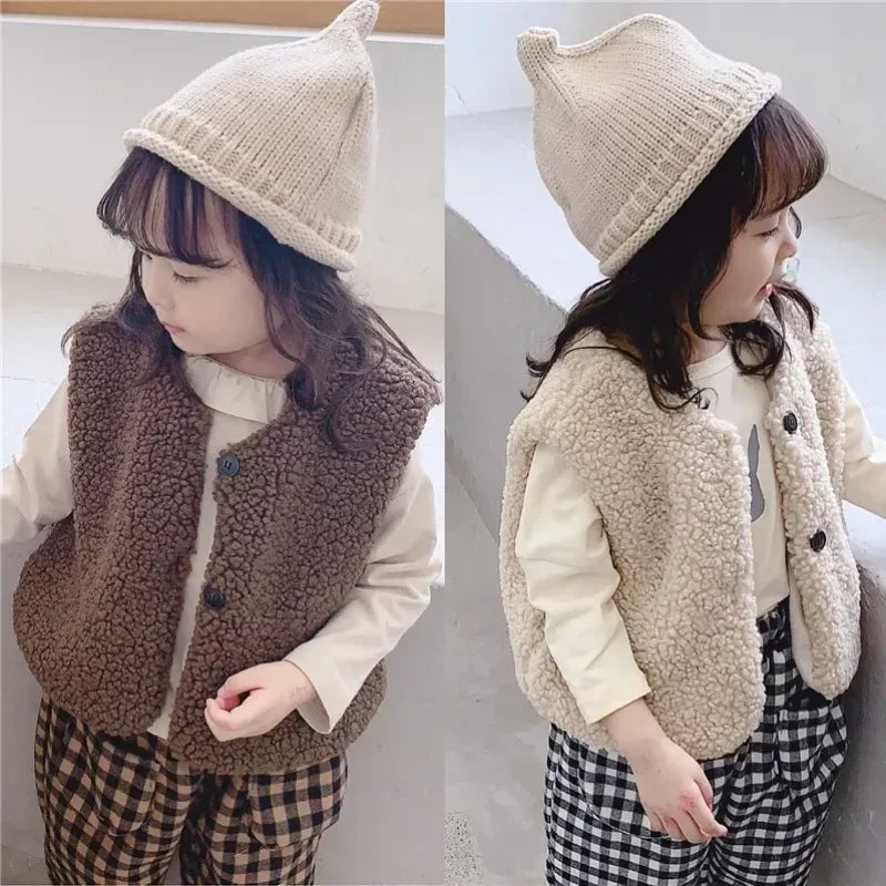 Autumn Winter Baby Plus Velvet Waistcoat Teddy Hair Coat