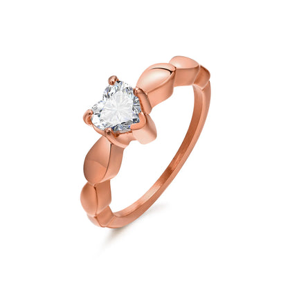 Romantic Heart CZ Stone Couple Rings