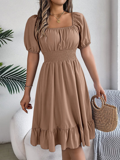 Puff Sleeve Square Neck Dress