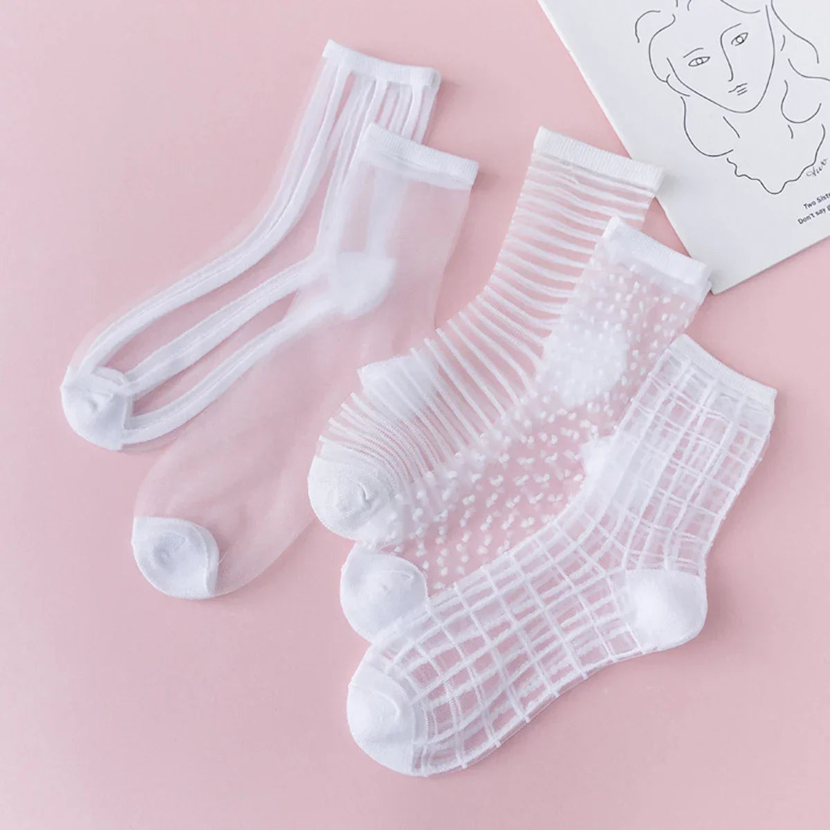 5 Pairs Lace Sexy Transparent Thin Socks